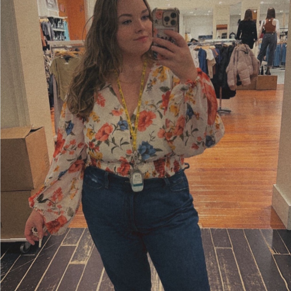 Floral long sleeve boho top